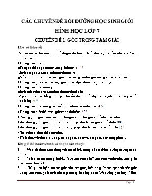5 Chuyên đề bồi dưỡng học sinh giỏi Hình học lớp 7